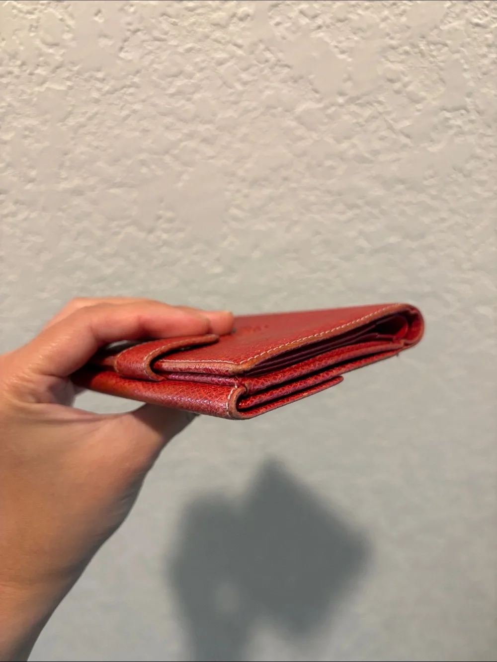 Loewe Red Leather Compact Wallet with Embossed Logo